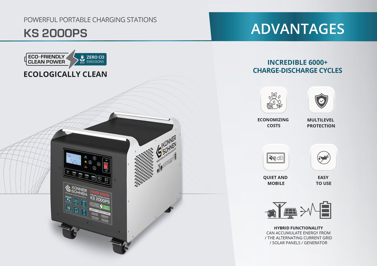 Portable solar power station KS 2000PS