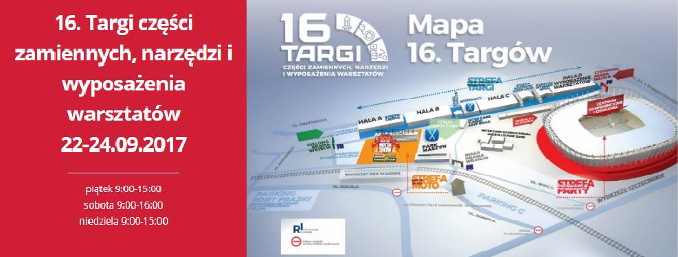 Zaproszenie na 16. Targi Części Zamiennych, Narzędzi i Wyposażenia Warsztatów Warszawa 2017