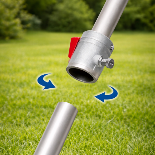 Składany trzpień z wytrzymałym aluminiowym złączem