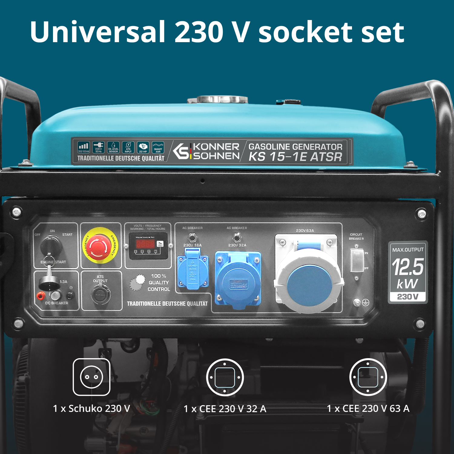2-cylinders gasoline generator "Könner & Söhnen" KS 15-1E ATSR