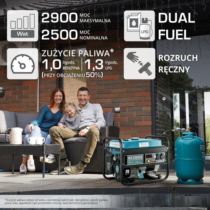 Generator benzynowo-gazowy „Könner & Söhnen” KS 2900G