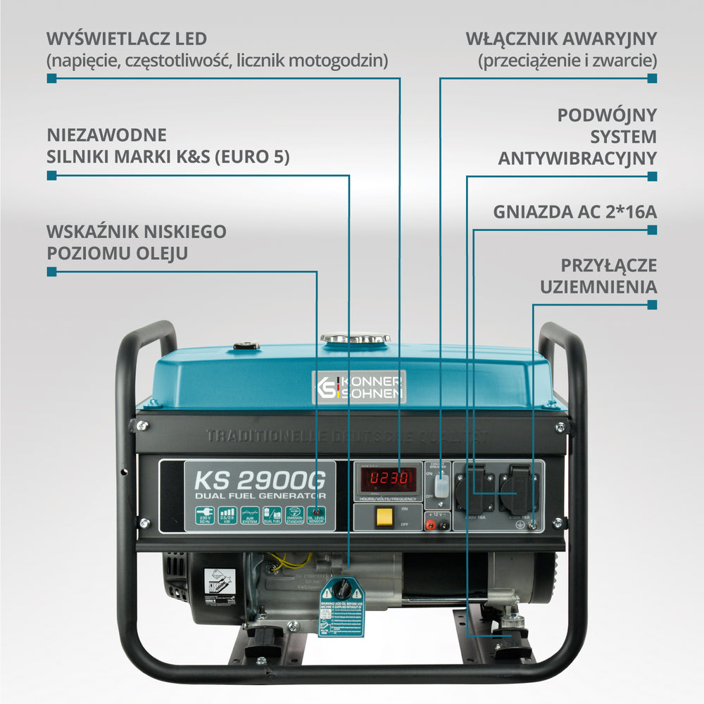 Generator benzynowo-gazowy „Könner & Söhnen” KS 2900G