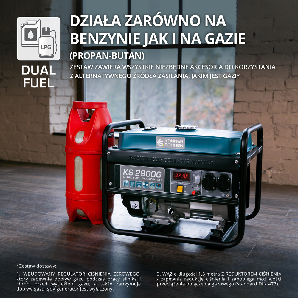 Generator benzynowo-gazowy „Könner & Söhnen” KS 2900G