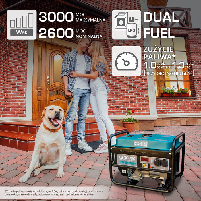 Generator benzynowo-gazowy „Könner & Söhnen” KS 3000G