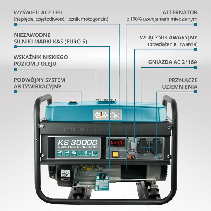 Generator benzynowo-gazowy „Könner & Söhnen” KS 3000G