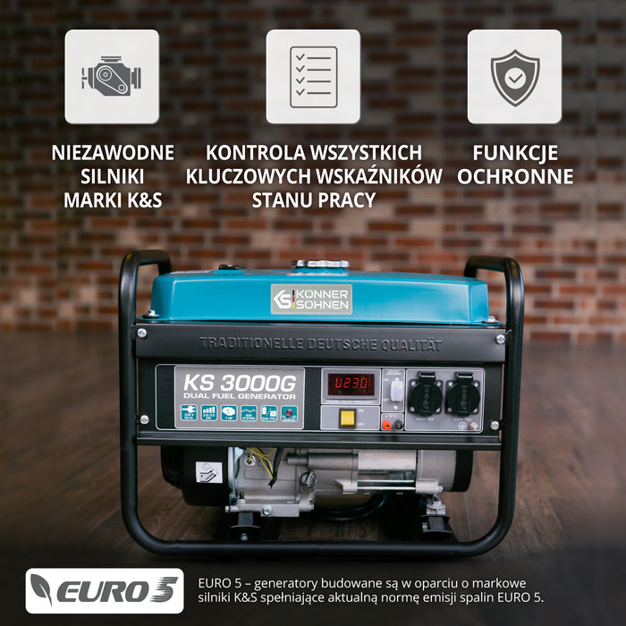 Generator benzynowo-gazowy „Könner & Söhnen” KS 3000G