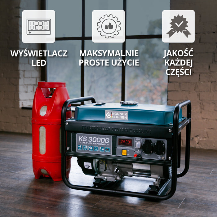 Generator benzynowo-gazowy „Könner & Söhnen” KS 3000G