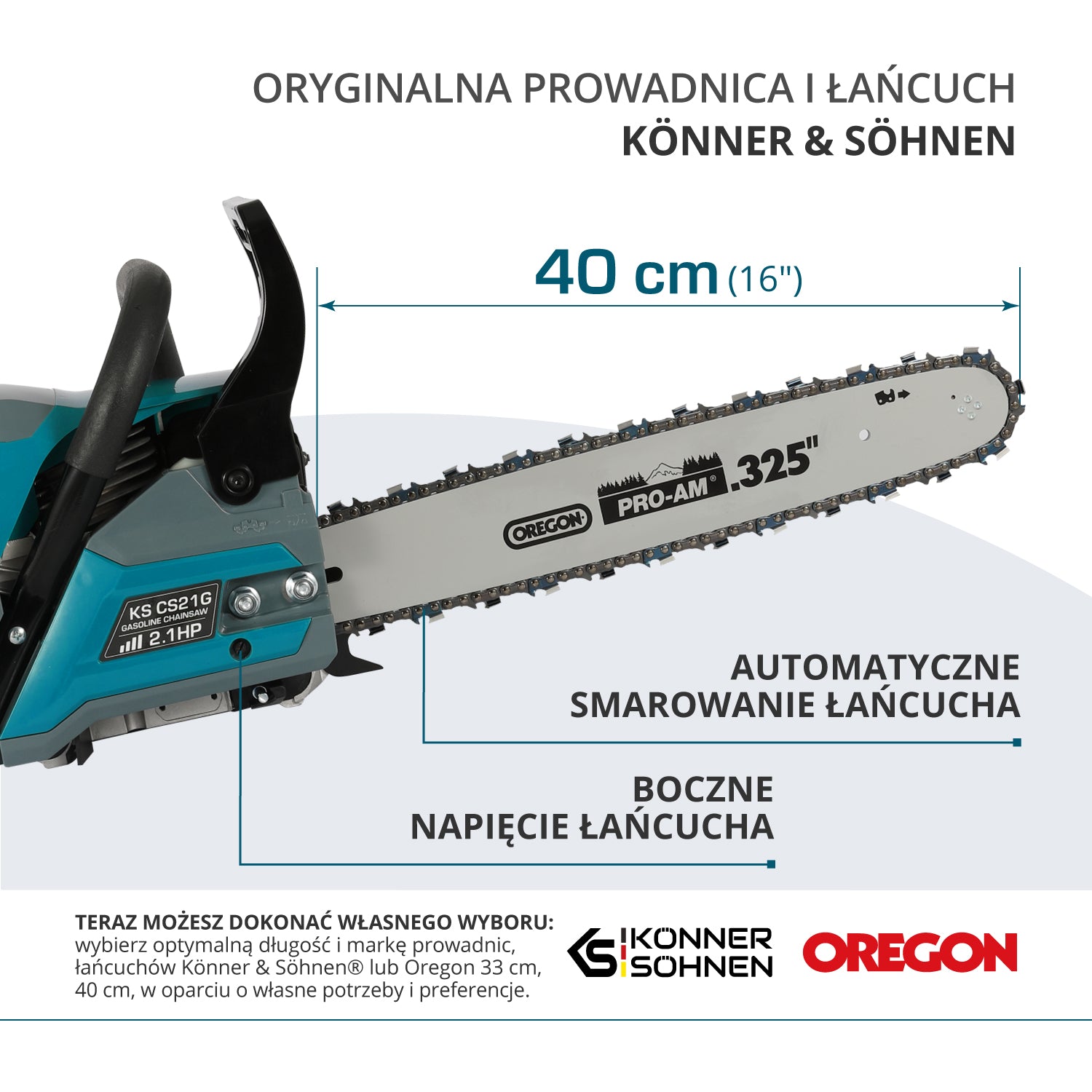 Benzininis grandininis pjūklas KS CS21G-16-1