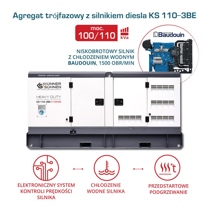 Agregat trójfazowy z silnikiem diesla KS 110-3BE