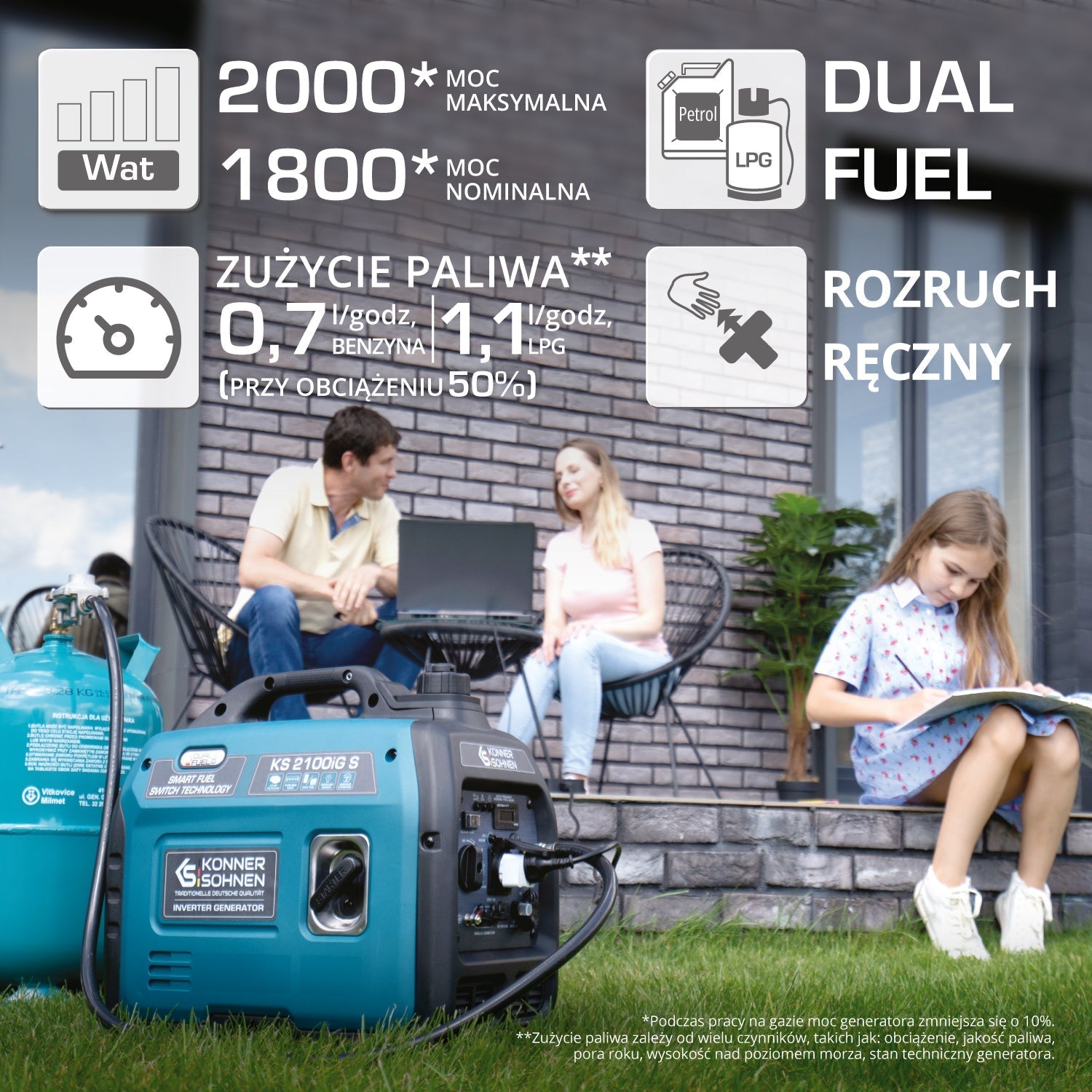 LPG/benzīna invertora ģenerators KS 2100iG S