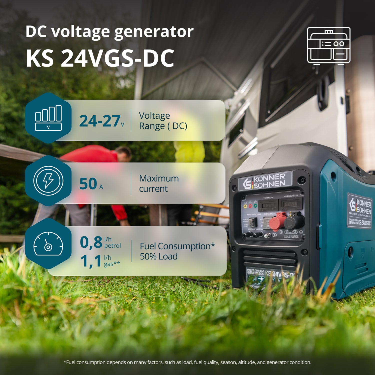 KS 24VGS-DC Pastāvīga sprieguma ģenerators ar divu degvielu sistēmu