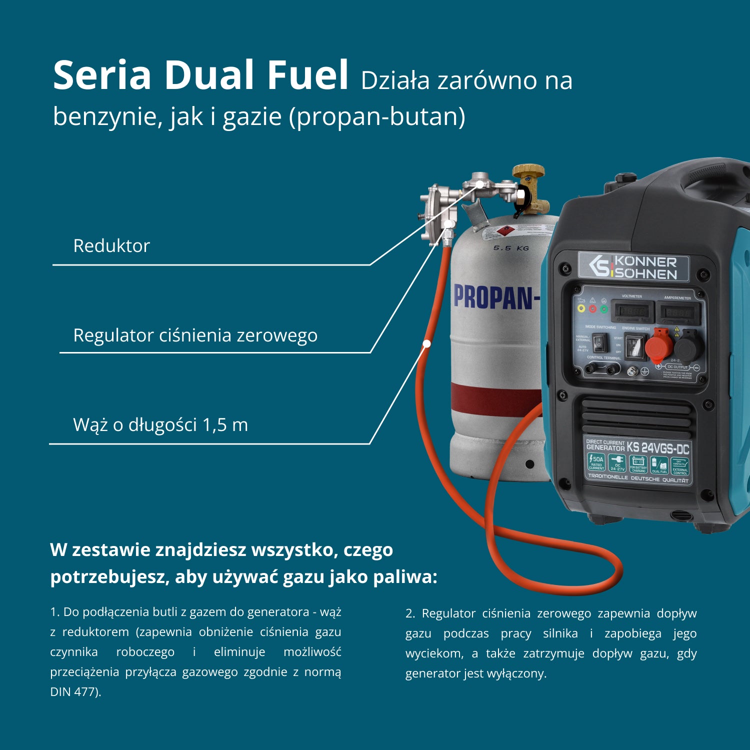 Generator DC z Systemem Dwupaliwowym KS 24VGS-DC