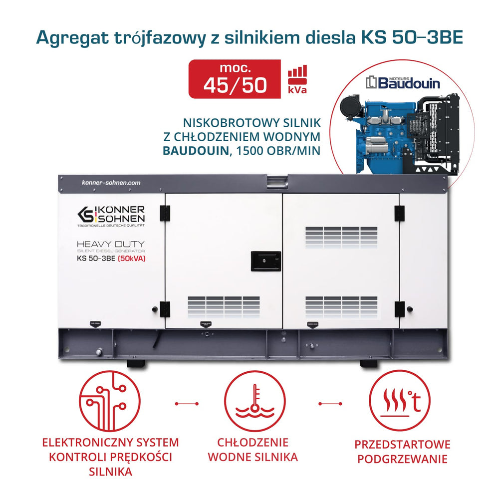 Agregat trójfazowy z silnikiem diesla KS 50-3BE