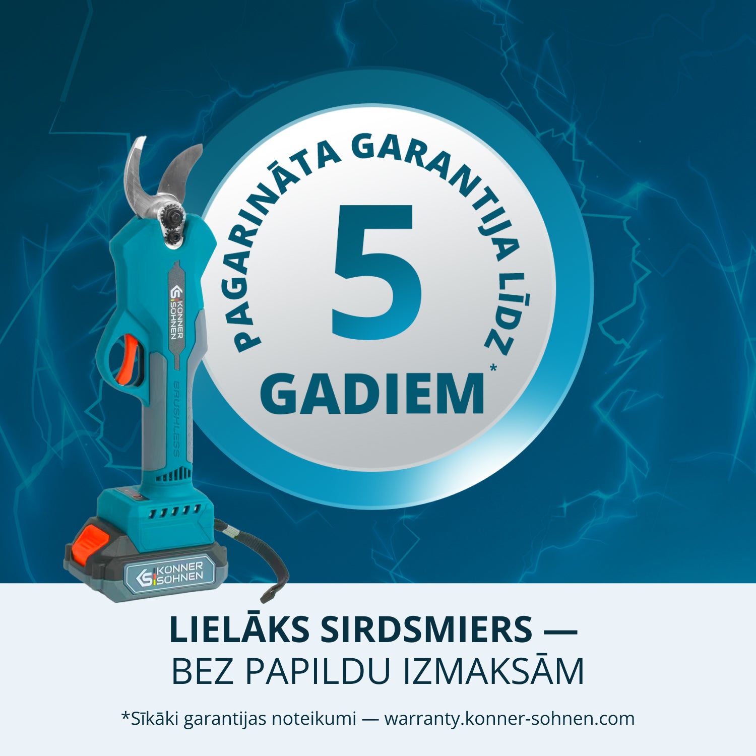 Bezvadu elektriskās atzarošanas šķēres KS CPS20V-32 CASE PLUS