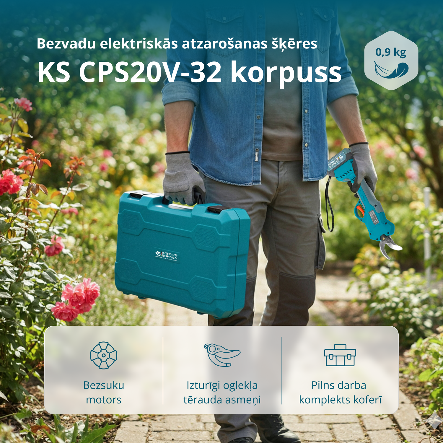Bezvadu elektriskās atzarošanas šķēres KS CPS20V-32 CASE PLUS