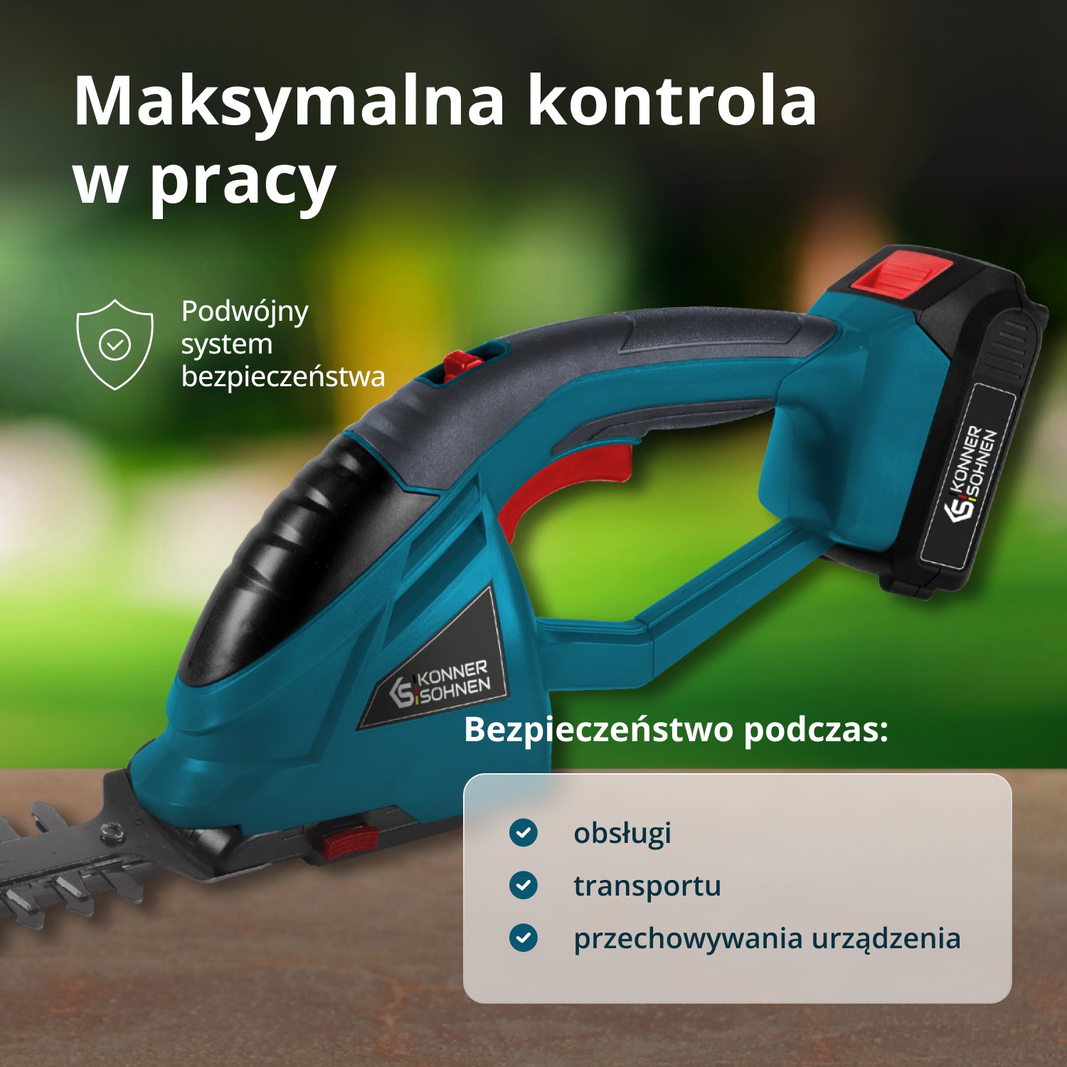 Akumulatorowe nożyce do trawy i żywopłotu 2 w 1 KS SHT-20V