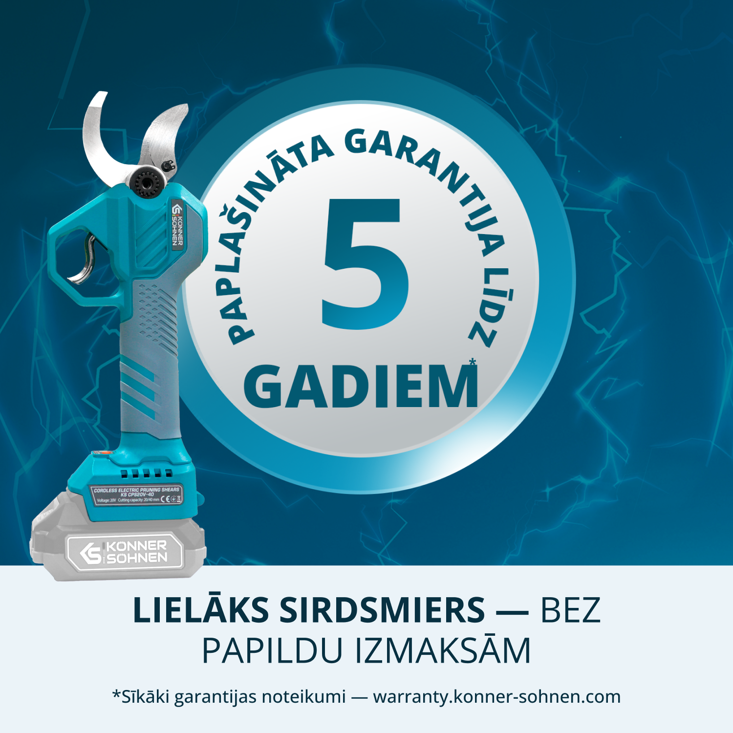 Bezvadu elektriskās atzarošanas šķēres KS CPS20V-40
