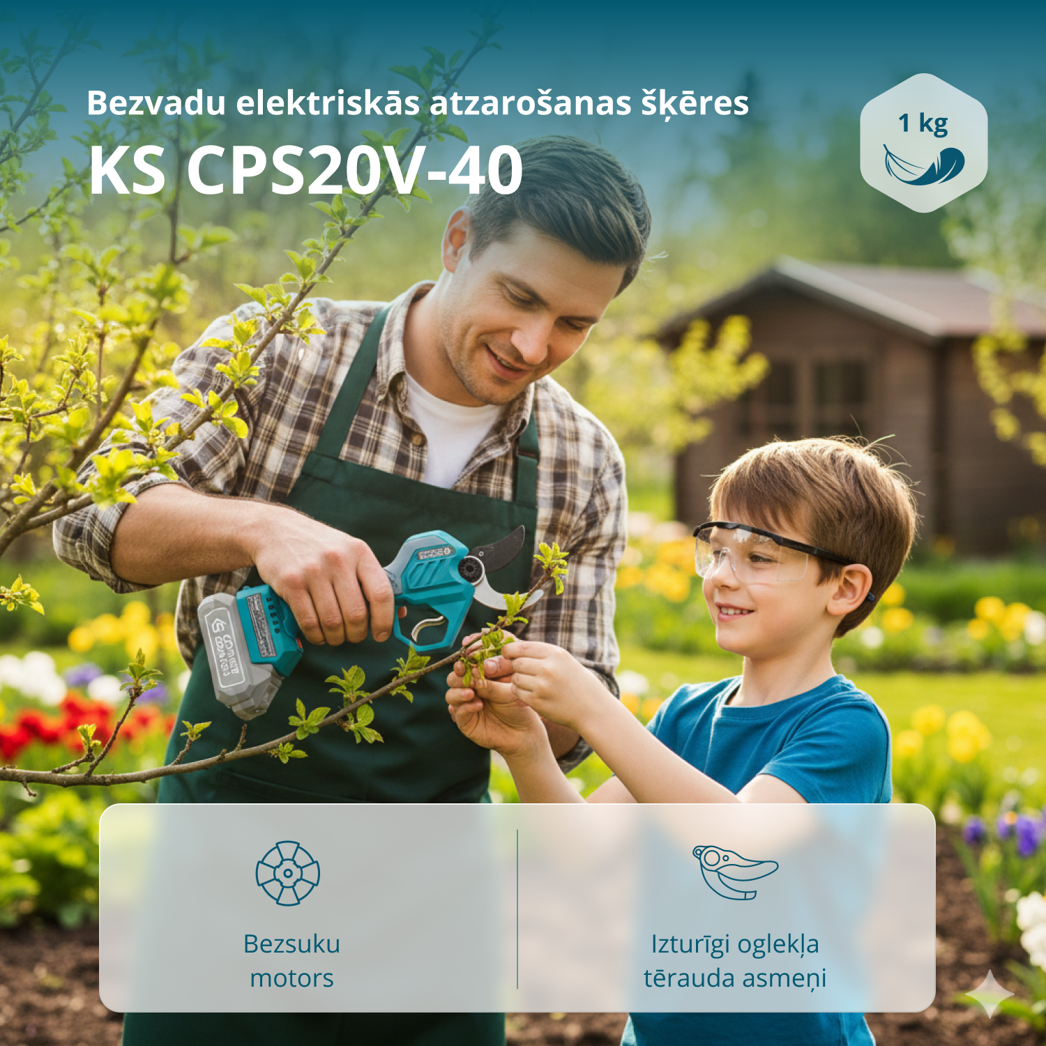 Bezvadu elektriskās atzarošanas šķēres KS CPS20V-40
