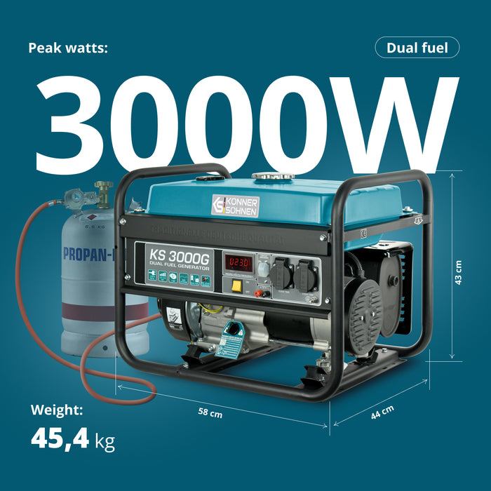 LPG/Gasoline Generator "Könner & Söhnen" KS 3000G