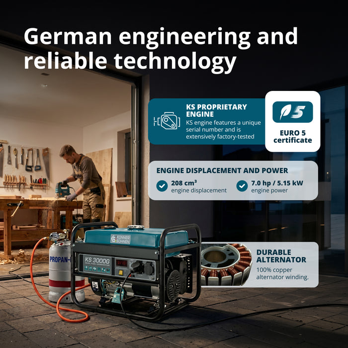 LPG/Gasoline Generator "Könner & Söhnen" KS 3000G