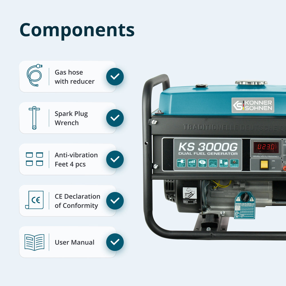 LPG/Gasoline Generator "Könner & Söhnen" KS 3000G