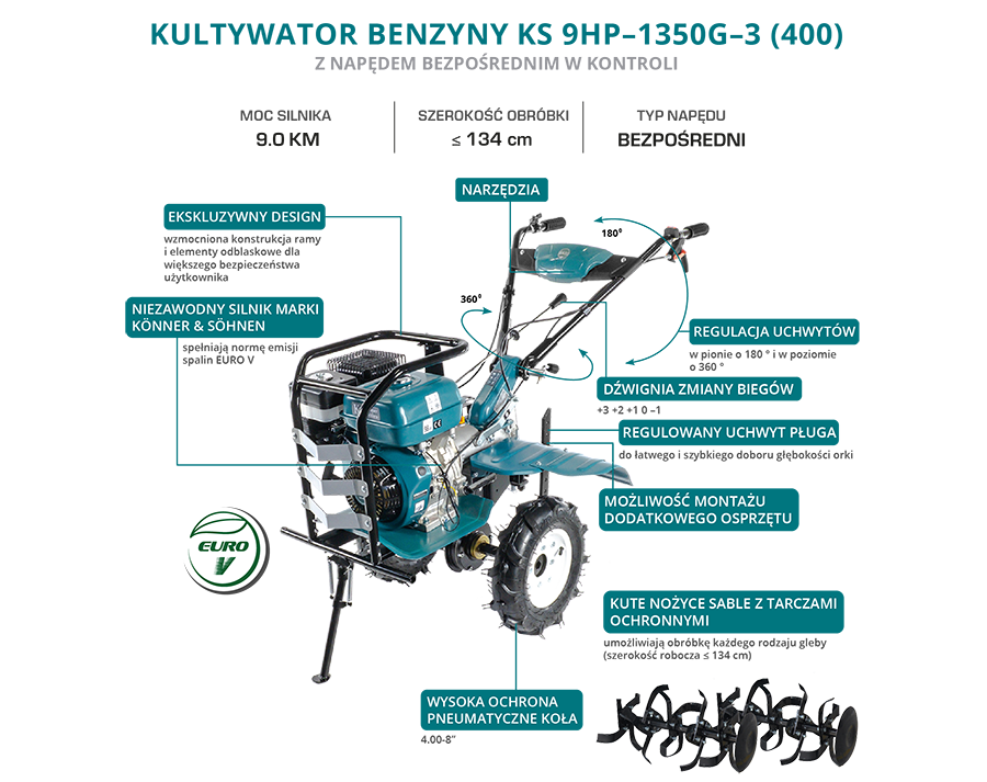 Glebogryzarka spalinowa KS 9HP-1350G-3 (400)