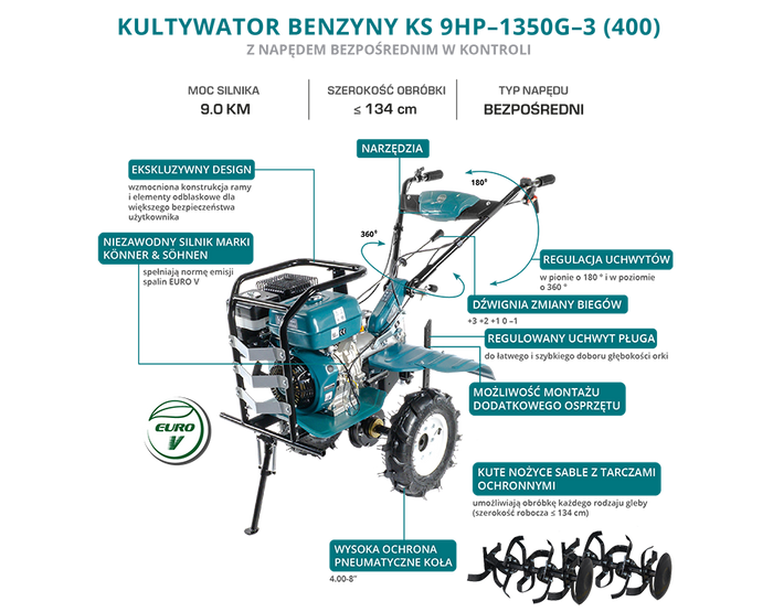 Glebogryzarka spalinowa KS 9HP-1350G-3 (400)