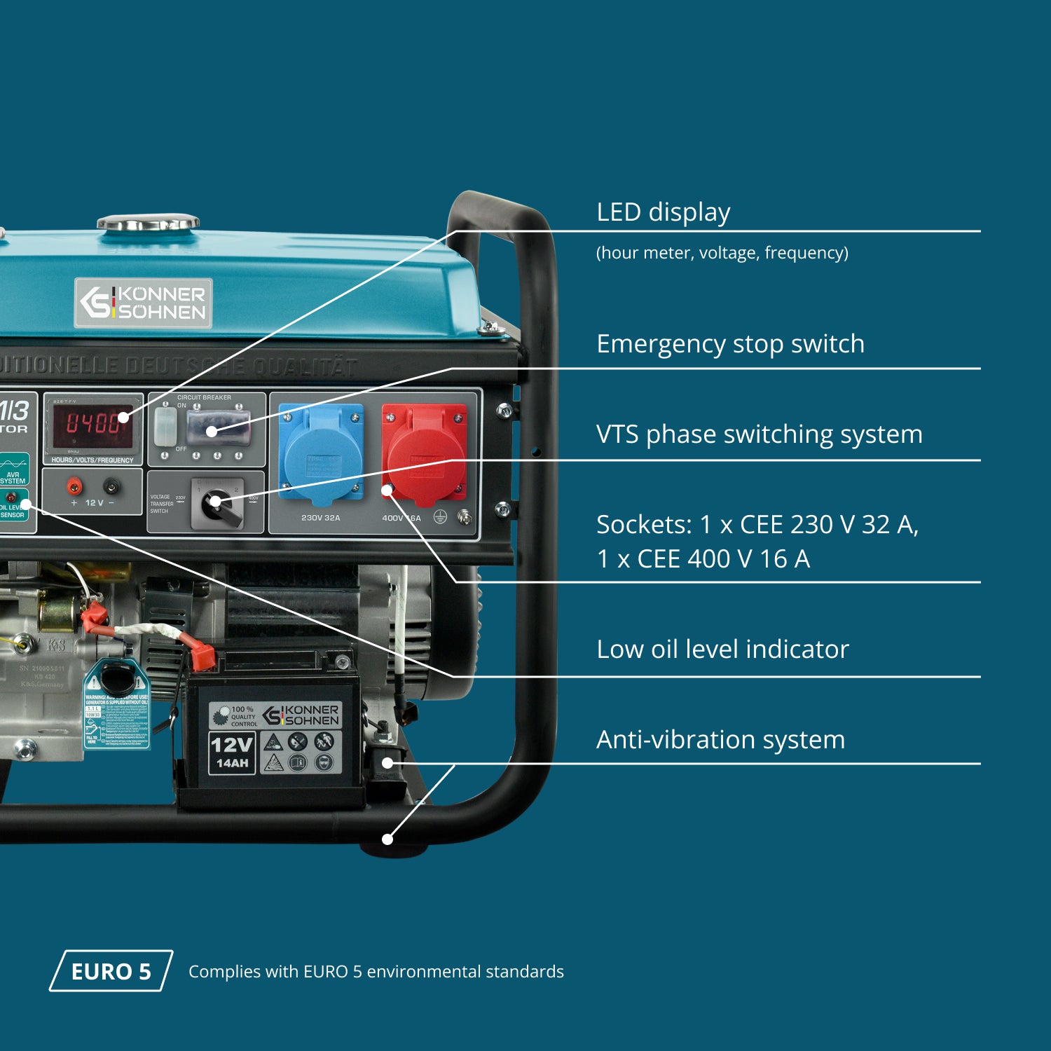 Benzīna ģenerators "Könner & Söhnen" KS 10000E 1/3