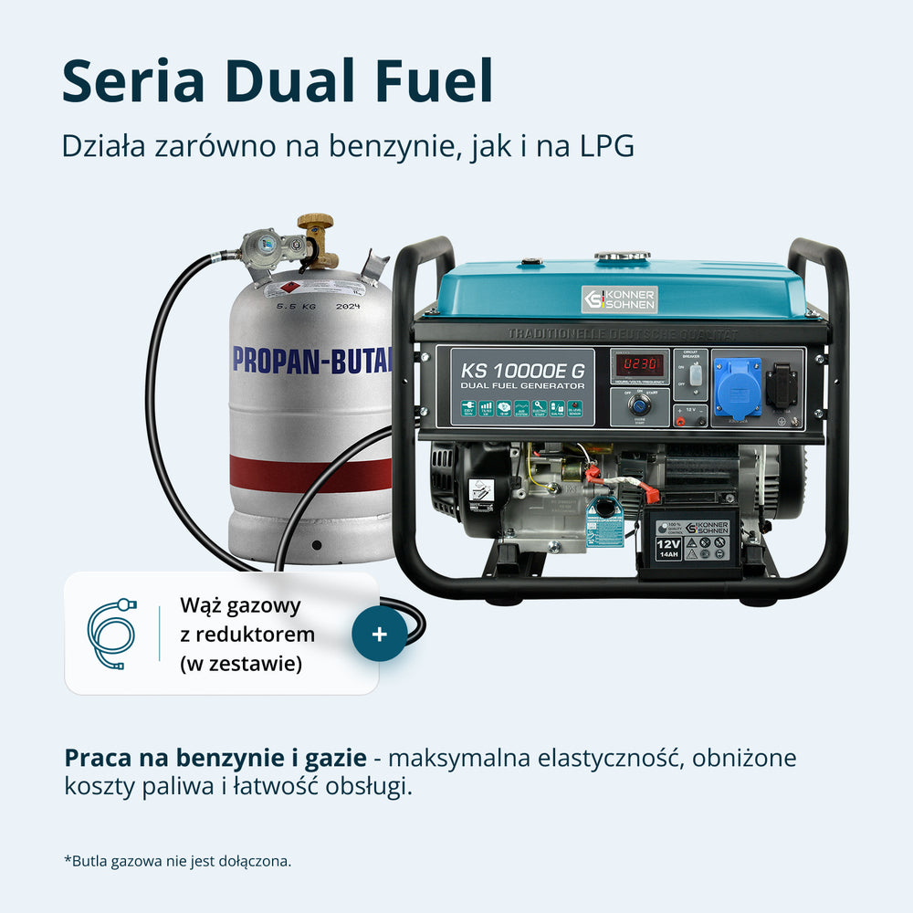Generator benzynowo-gazowy „Könner & Söhnen” KS 10000E G