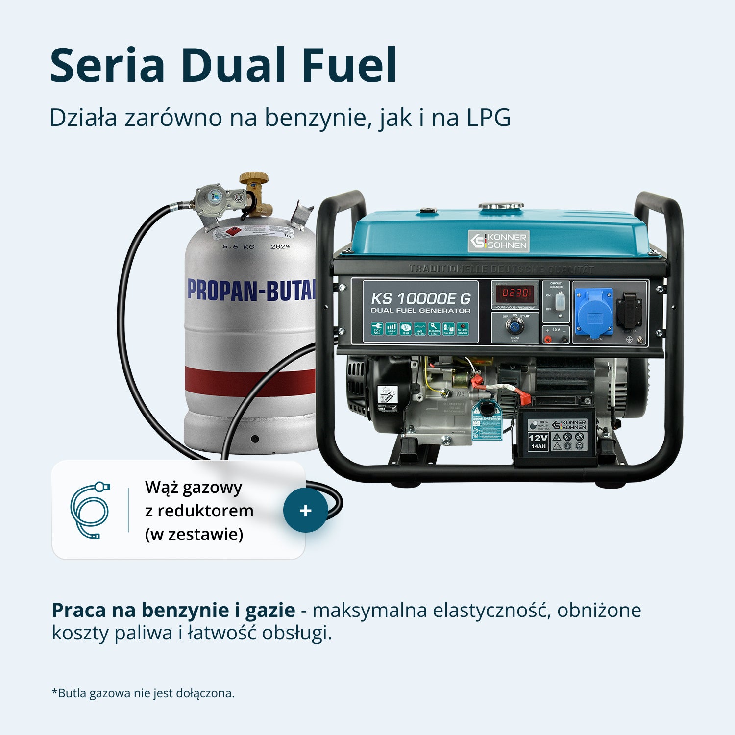 LPG/Bensiin Generaator "Könner & Söhnen" KS 10000E G