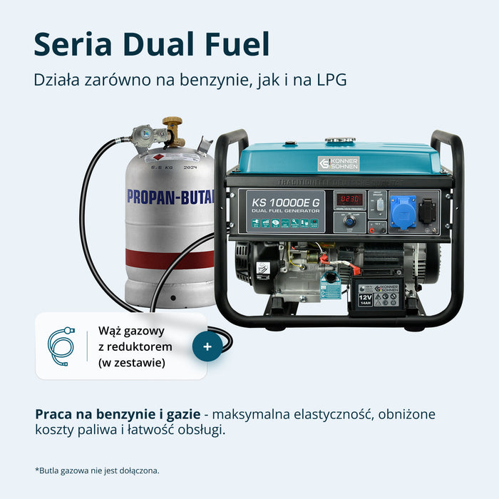 Generator benzynowo-gazowy „Könner & Söhnen” KS 10000E G