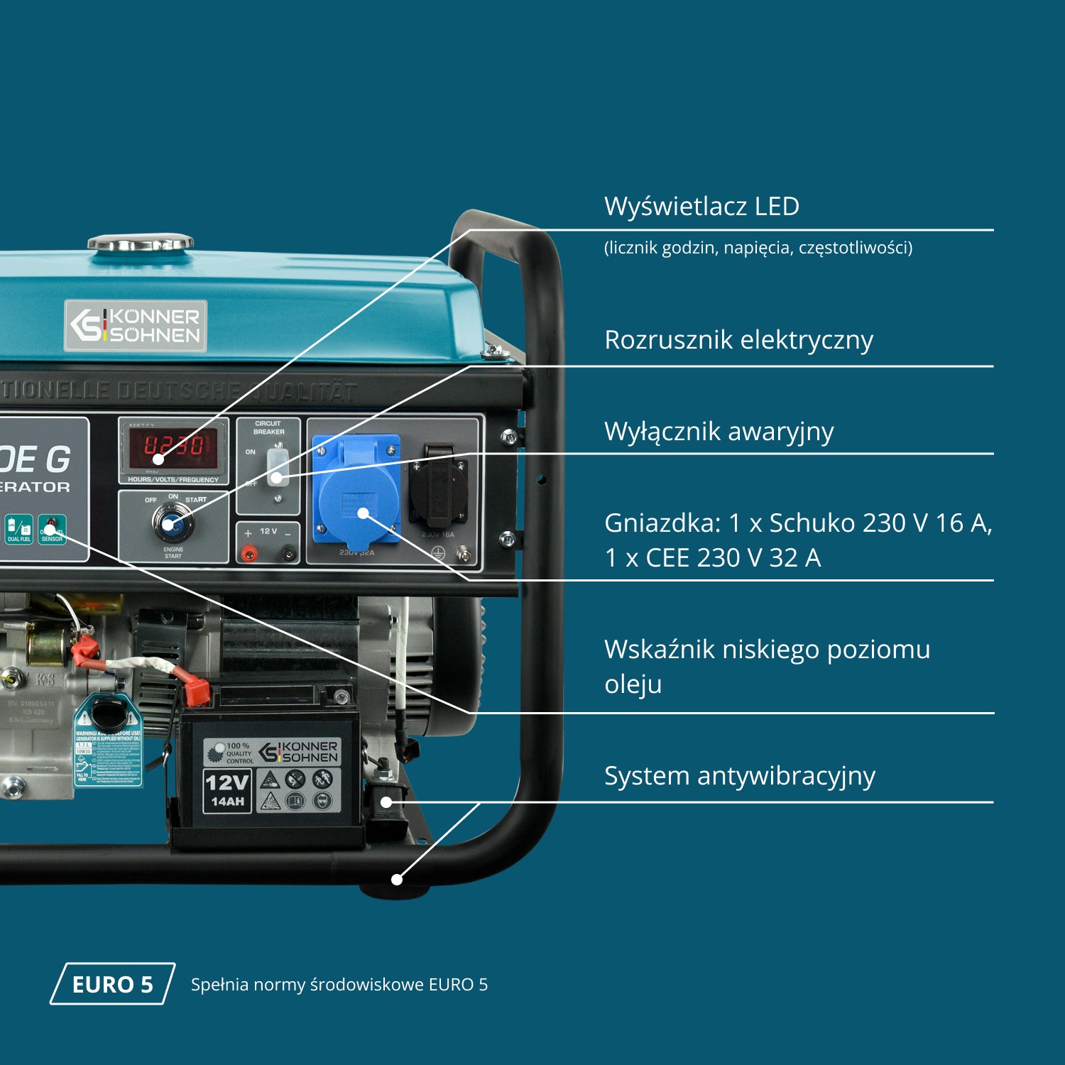 LPG/Bensiin Generaator "Könner & Söhnen" KS 10000E G