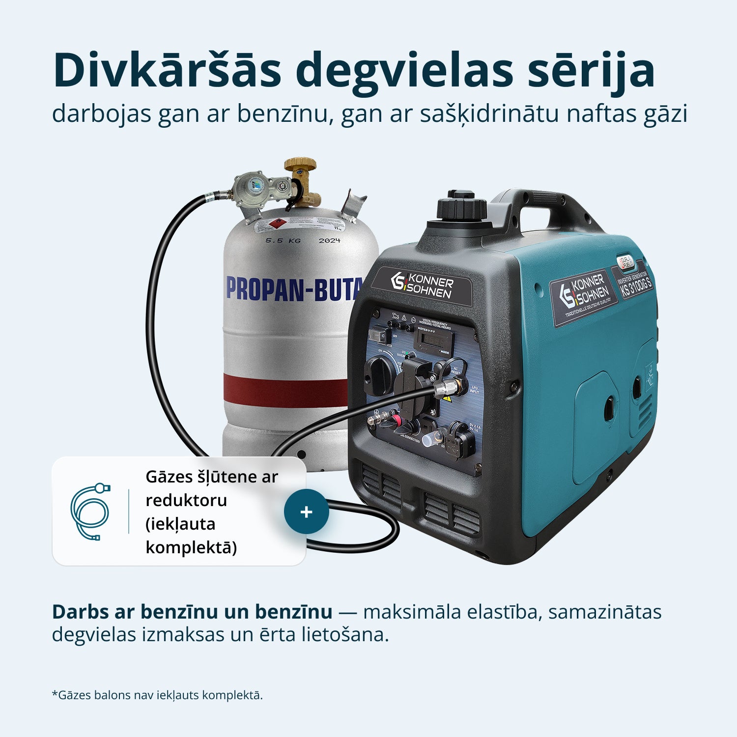 LPG/benzīna invertora ģenerators KS 3100iG S