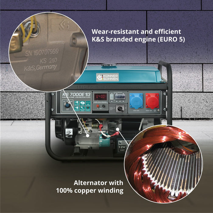 Benzīna ģenerators "Könner & Söhnen" KS 7000E 1/3