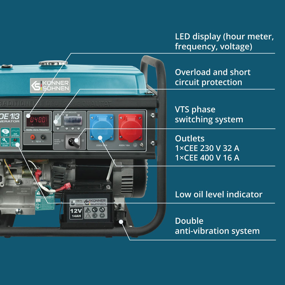 Benzīna ģenerators "Könner & Söhnen" KS 7000E 1/3