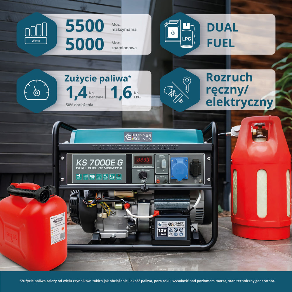 Generator benzynowo-gazowy „Könner & Söhnen” KS 7000E G