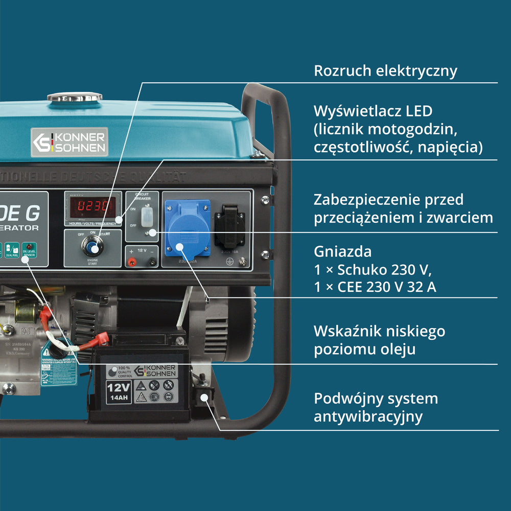 Generator benzynowo-gazowy „Könner & Söhnen” KS 7000E G