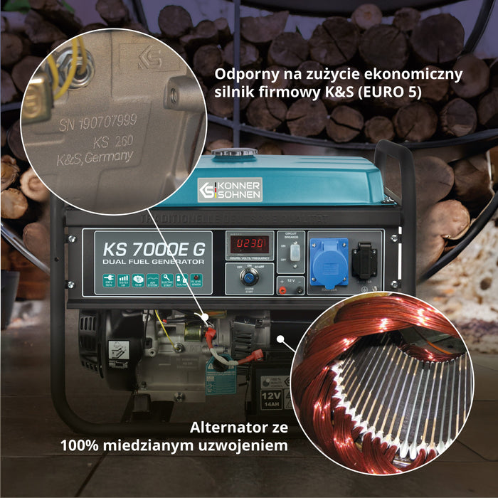 Generator benzynowo-gazowy „Könner & Söhnen” KS 7000E G