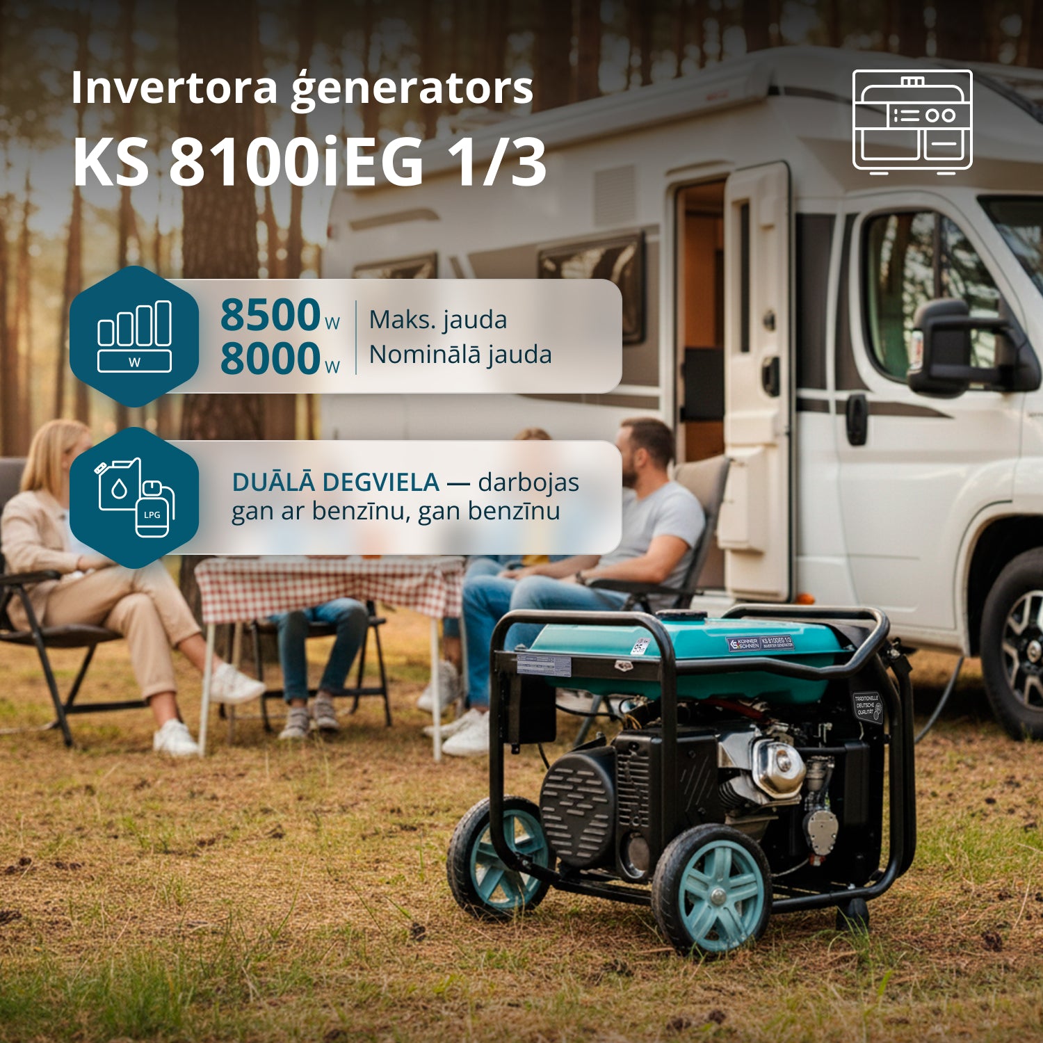 LPG/benzīna invertora ģenerators KS 8100iEG 1/3