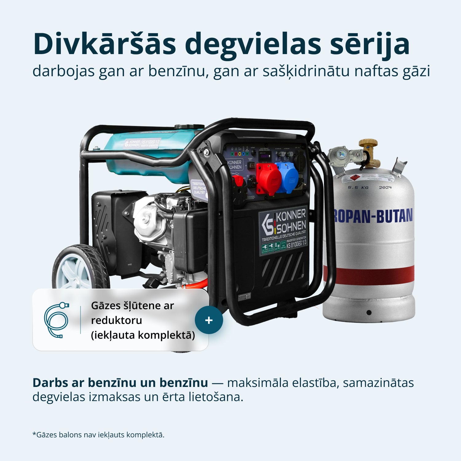 LPG/benzīna invertora ģenerators KS 8100iEG 1/3