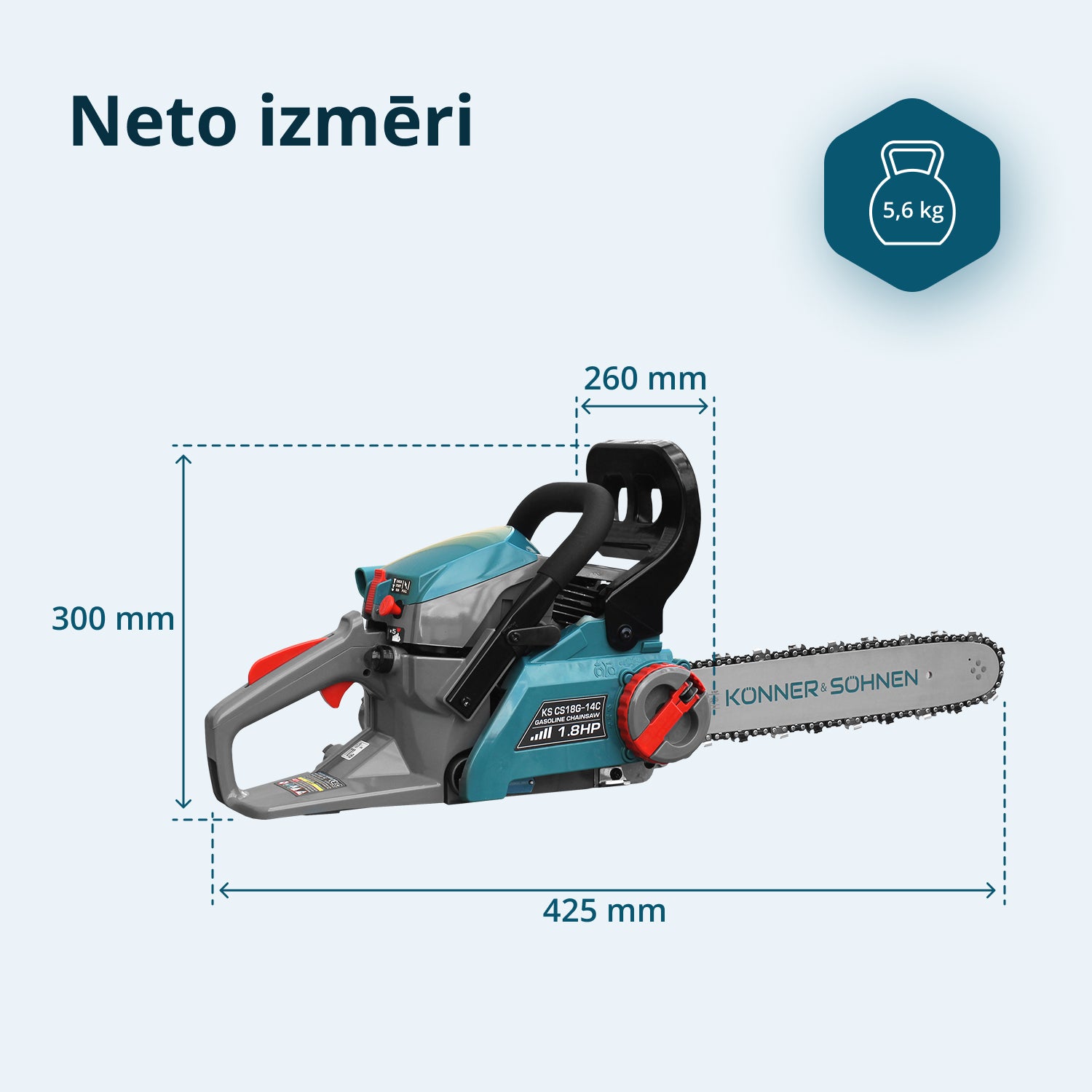 Benzīna motorzāģis KS CS18G-14C