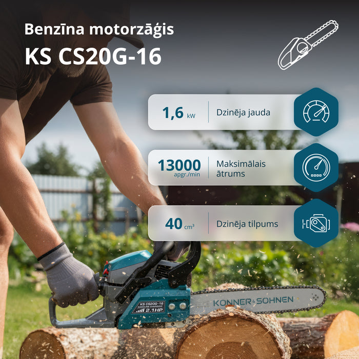 Benzīna motorzāģis KS CS20G-16