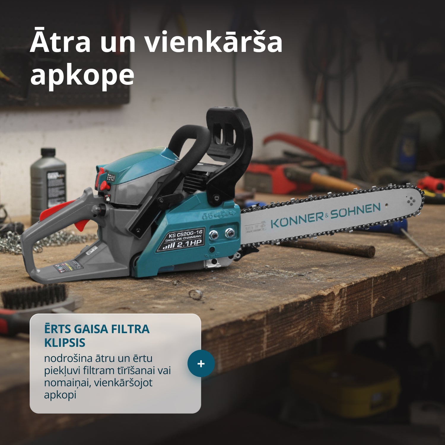 Benzīna motorzāģis KS CS20G-16