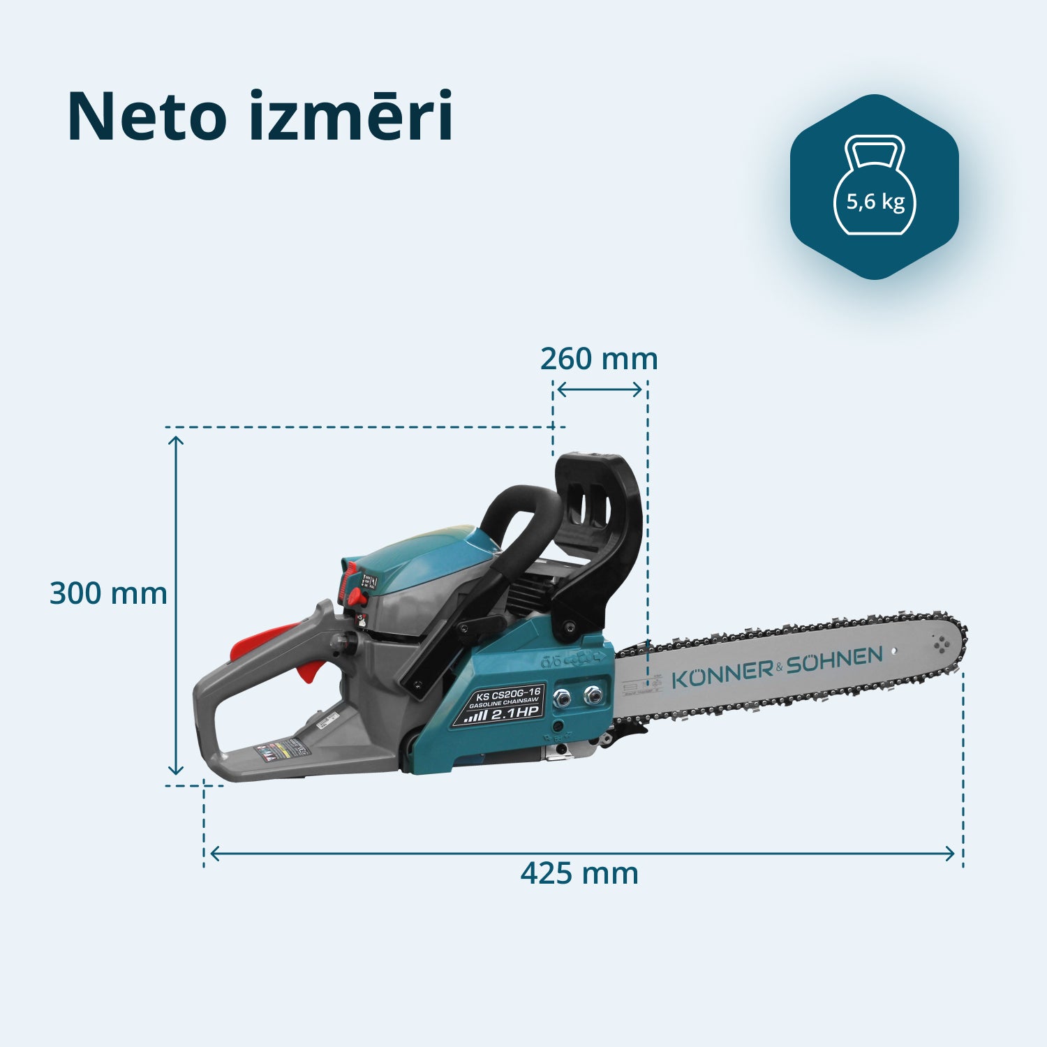 Benzīna motorzāģis KS CS20G-16