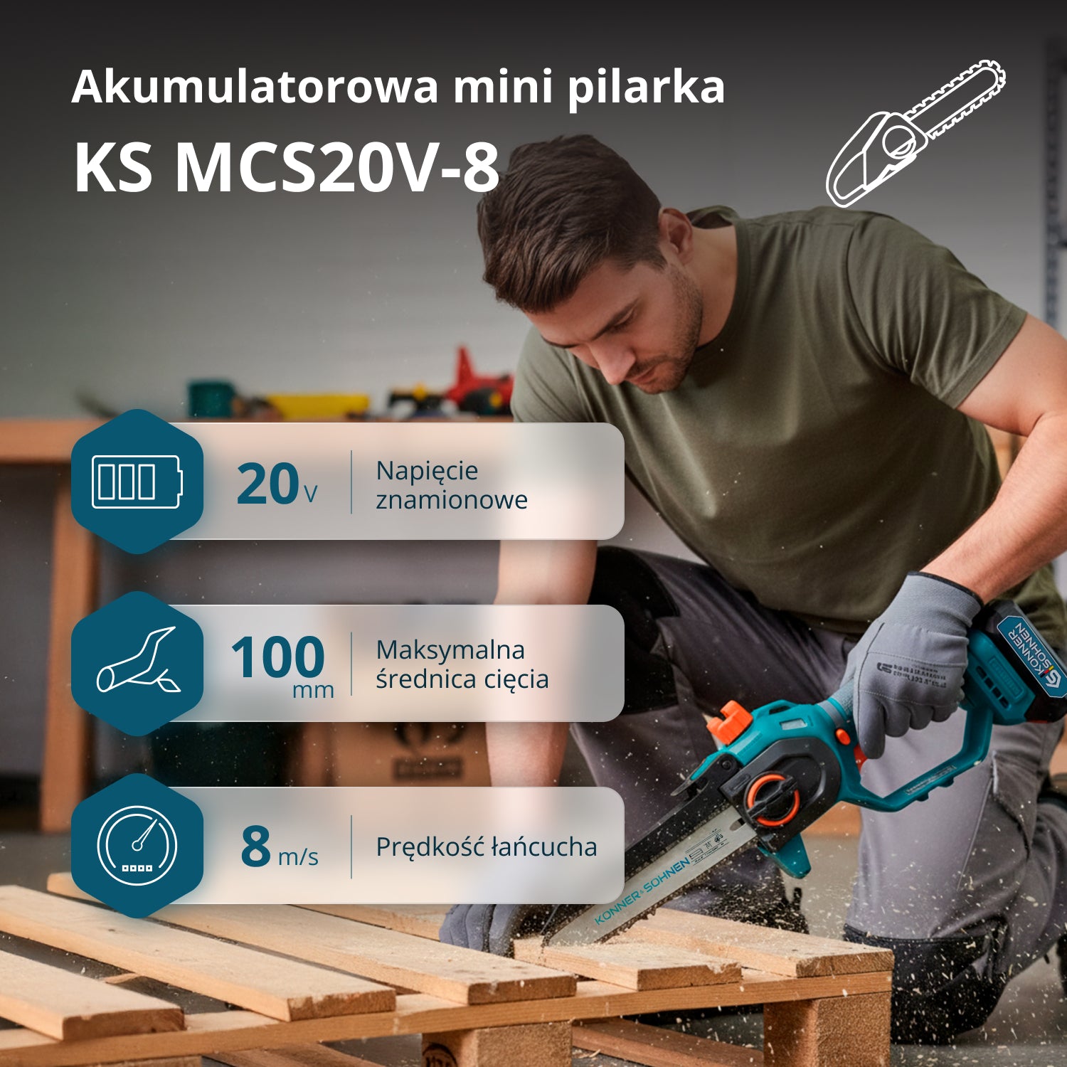 Akumulatorowa mini piła KS MCS20V-8