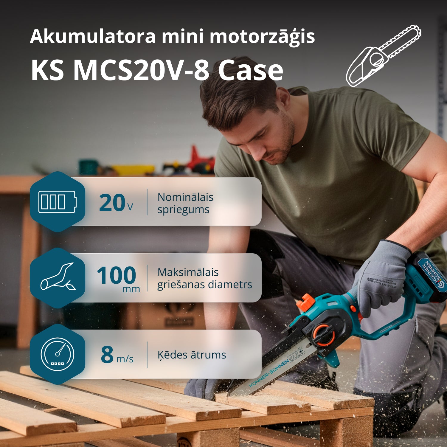 Bezvadu Mini Motorzāģis KS MCS20V-8 Korpuss