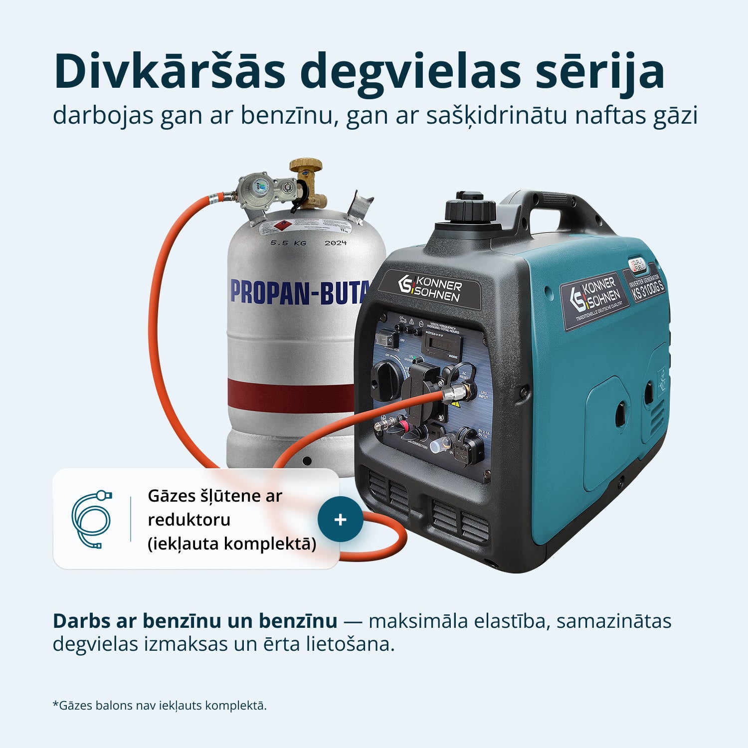 LPG/benzīna invertora ģenerators KS 3100iG S
