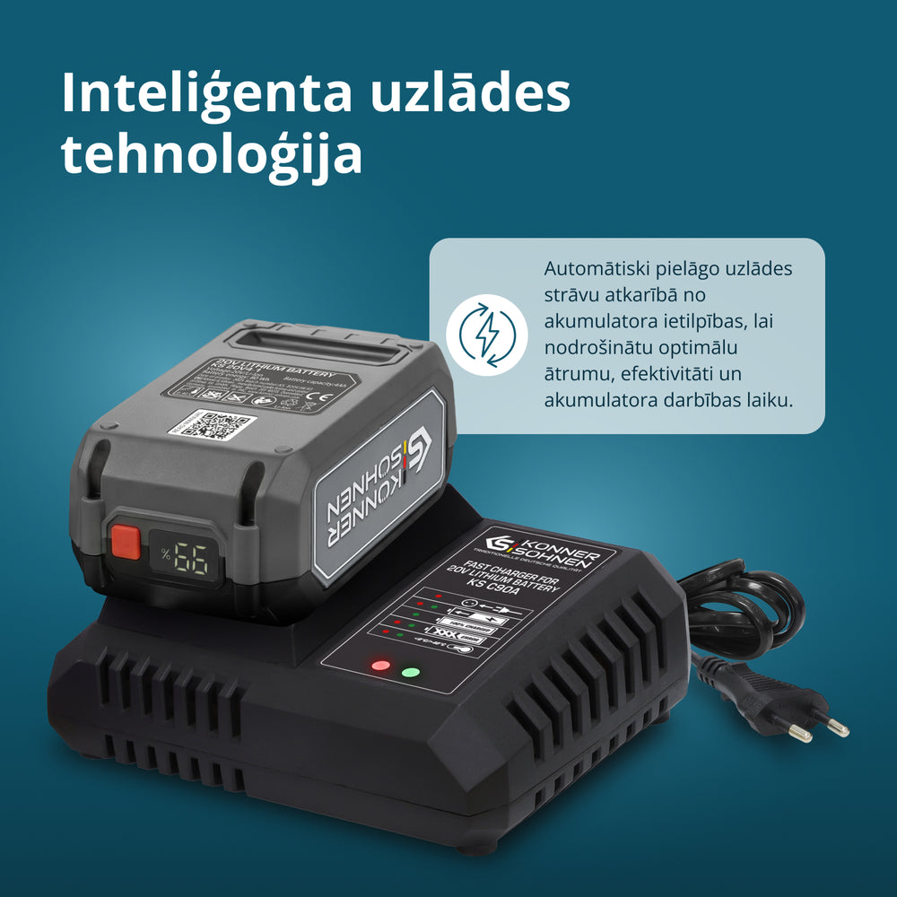 Ātrais lādētājs 20V litija akumulatoram KS C90A