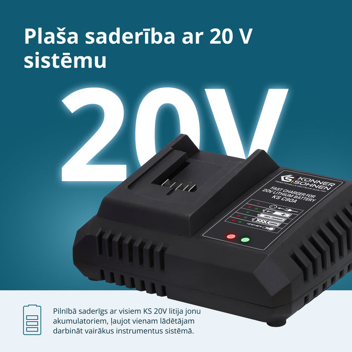 Ātrais lādētājs 20V litija akumulatoram KS C90A