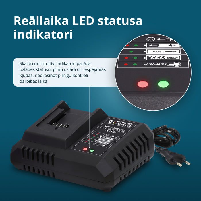 Ātrais lādētājs 20V litija akumulatoram KS C90A
